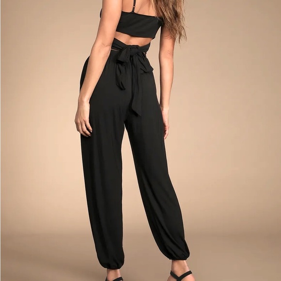 Black Lulu’s Minimalist Wrap Crop Top - Picture 6 of 11